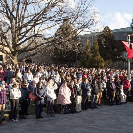 Hundreds gather to honor the fallen Sergeant Fitzgerald.